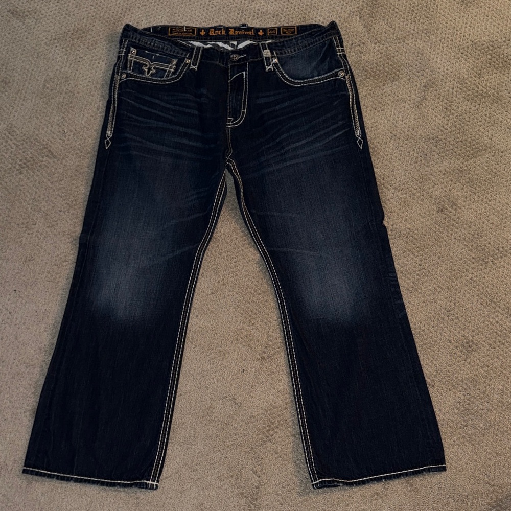 Rock Revival Men's Dark Blue Relaxed Fit Jeans